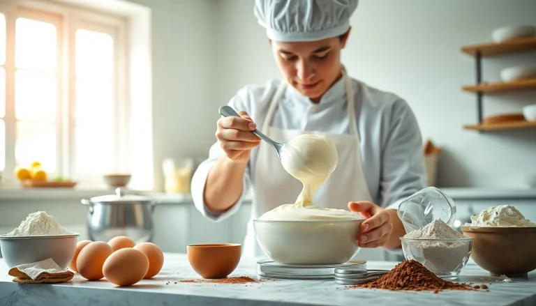 Vakkundig bereiden van mousseline crème in een lichte ambachtelijke keuken.