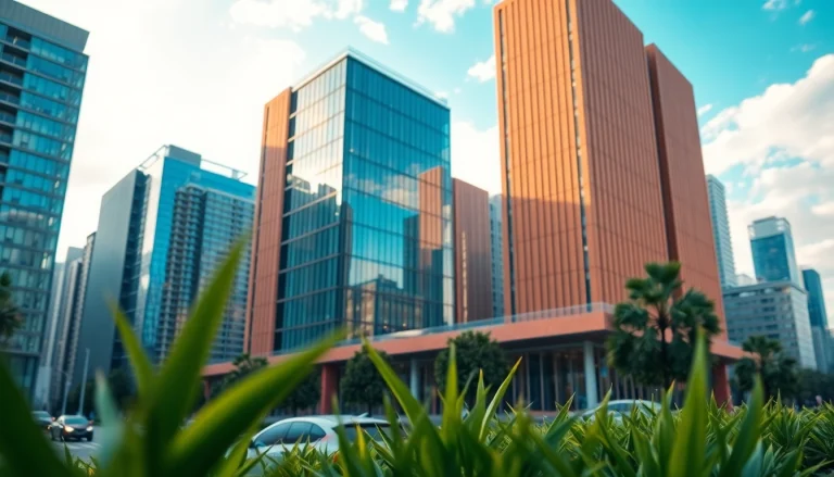 Sehen Sie architektur visualisierung in einem modernen Stadtbild mit einem neuen Gebäudedesign.